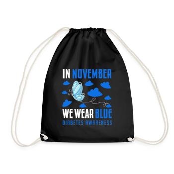 in November we wear blue, diabetes awareness - Drawstring Bag - black - Front
