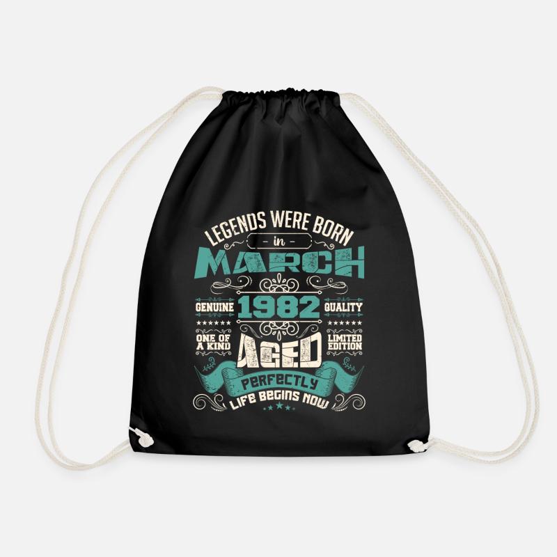 March 1982 | birthday gift - Drawstring Bag - black