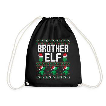 Brother Elf Christmas Outfit - Drawstring Bag - black - Front