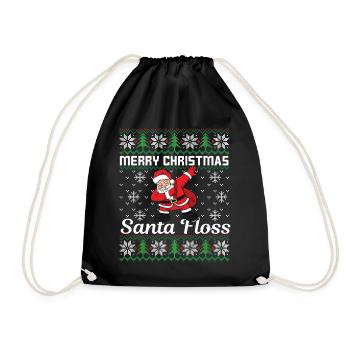 Merry Christmas Santa Floss - Turnbeutel - Schwarz - Vorne