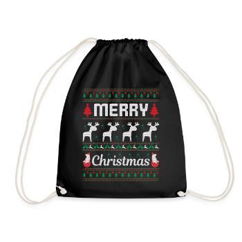 Merry Christmas - Turnbeutel - Schwarz - Vorne