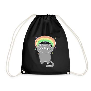 Katzen Regenbogen Weihnachtsoutfit - Turnbeutel - Schwarz - Vorne