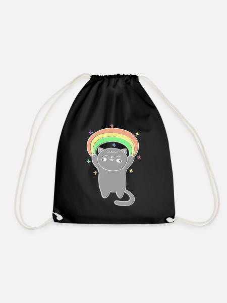 Katzen Regenbogen Weihnachtsoutfit - Turnbeutel - Schwarz