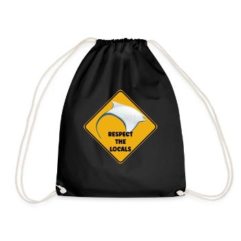 Warning sign diver - Respect the locals - Drawstring Bag - black - Front