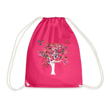 Schmetterlingsbaum Schönes Design - Schmetterlinge - Turnbeutel - Fuchsia - Vorne