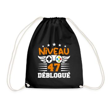 Niveau 47 débloqué - idée cadeau anniversaire - Sac de sport léger - noir - Devant