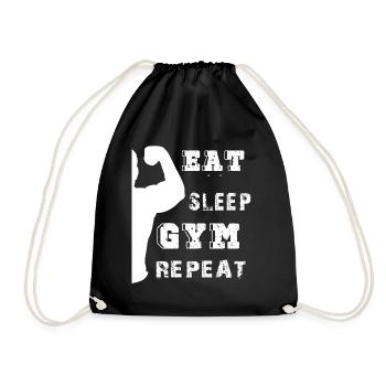Eat sleep gym repeat Outfit - Drawstring Bag - black - Front