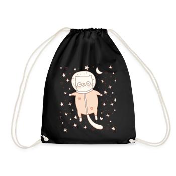 Chaton mignon en tenue spatiale - Sac de sport léger - noir - Devant