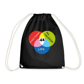 Life Universe Everything 42 Answer - Drawstring Bag - black - Front