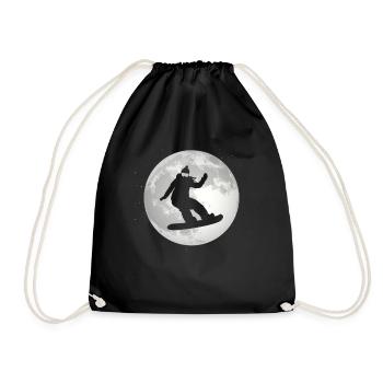 Full Moon - Female Snowboarding - - Drawstring Bag - black - Front
