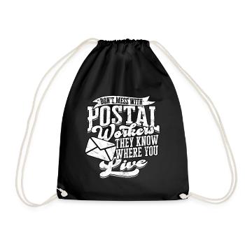 Postman Postman Post Office Gift Letter Parcel Delivery - Drawstring Bag - black - Front
