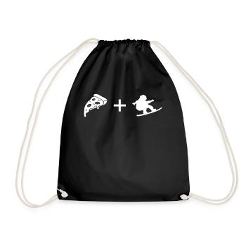 Pizza - Snowboarding - - Drawstring Bag - black - Front