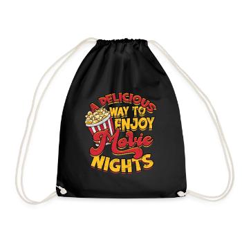 Popcorn Cinema Gift Gift Idea Film Mais Filma - Drawstring Bag - black - Front