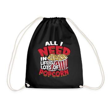 Popcorn Cinema Gift Gift Idea Film Mais Filma - Drawstring Bag - black - Front