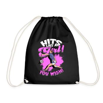 Badminton Girl Spiking Sport Player Spike - Drawstring Bag - black - Front