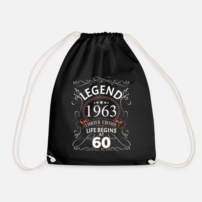 Birthday 1963 - Birthday present Retro Legend - Drawstring Bag - black