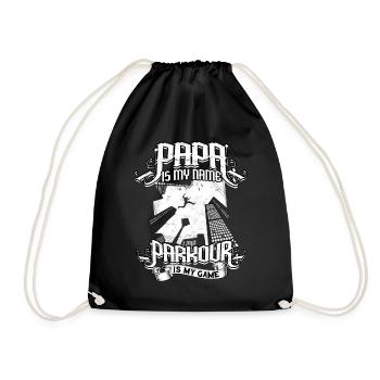 Parkour Dad Freerunning Runner Back Flip Jumping - Drawstring Bag - black - Front