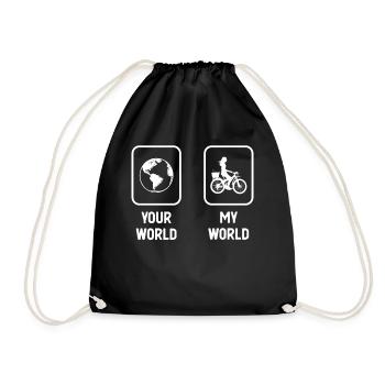 Your World My World - Women Cycling - - Drawstring Bag - black - Front