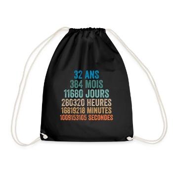 32 Ans Anniversaire - cadeau d'anniversaire - Sac de sport léger - noir - Devant