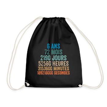 6 Ans Anniversaire - cadeau d'anniversaire - Sac de sport léger - noir - Devant