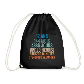 12 Ans Anniversaire - cadeau d'anniversaire - Sac de sport léger - noir - Devant