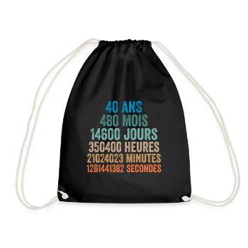 40 Ans Anniversaire - cadeau d'anniversaire - Sac de sport léger - noir - Devant