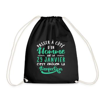 Anniversaire Homme - Né le 29 Janvier - Sac de sport léger - noir - Devant