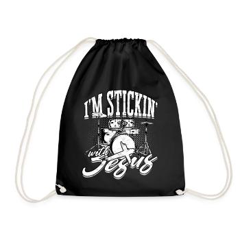 Drummer Jesus Cross Drummer Drummer - Drawstring Bag - black - Front