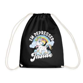 depression depressive sad gift idea unfortunate - Drawstring Bag - black - Front