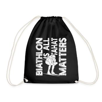 Biathlon Sport Winter Sports Ski Gift Quote Lan - Drawstring Bag - black - Front