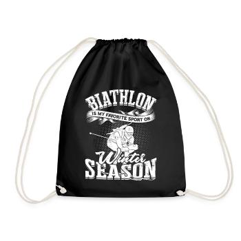 Biathlon Sport Winter Sports Ski Gift Quote Lan - Drawstring Bag - black - Front