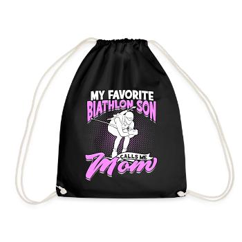 Biathlon Sport Winter Sports Ski Gift Quote Lan - Drawstring Bag - black - Front