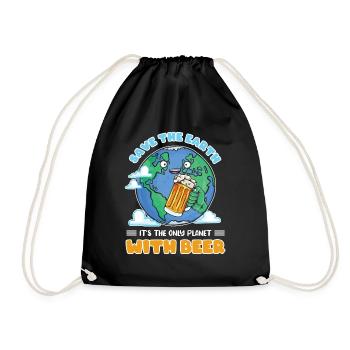 Save the earth its the only planet with beer - Turnbeutel - Schwarz - Vorne