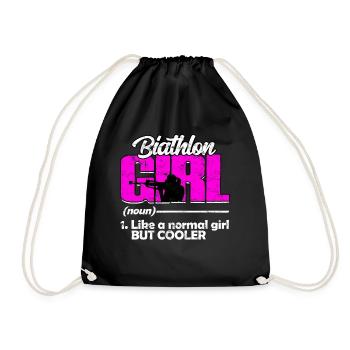 biathlon sport winter sports ski gift saying lan - Drawstring Bag - black - Front