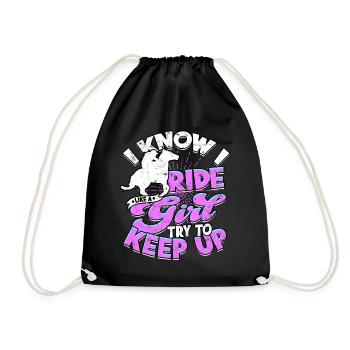 pferderennen pferd reiten pferde reiter geschenk g - Turnbeutel - Schwarz - Vorne