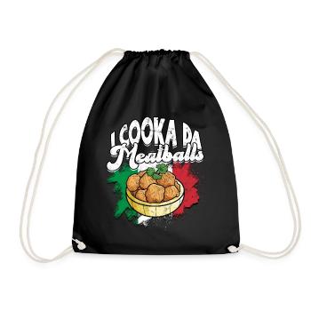 fleischklößchen essen spaghetti geschenk geschenki - Turnbeutel - Schwarz - Vorne