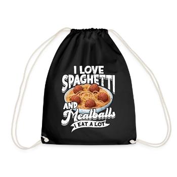 fleischklößchen essen spaghetti geschenk geschenki - Turnbeutel - Schwarz - Vorne