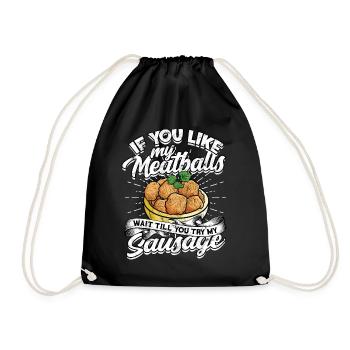 fleischklößchen essen spaghetti geschenk geschenki - Turnbeutel - Schwarz - Vorne