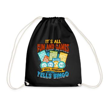Bingo Jeu Joueur de bingo Grand-mère Loterie de jeu - Sac de sport léger - noir - Devant