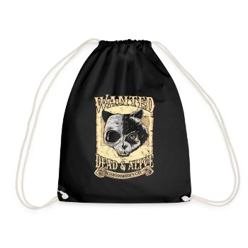 Wanted Schrodinger's Cat Alive Dead quantum physics - Drawstring Bag - black - Front