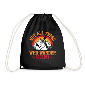 hiking - Not all those who wander are lost - Drawstring Bag - black - Front