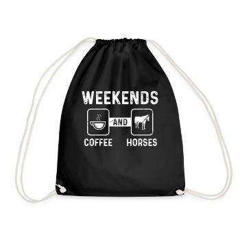 Weekends coffee and horses - Drawstring Bag - black - Front