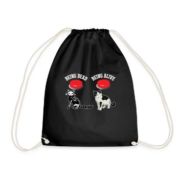 Wanted Schrodinger's Cat Alive Dead quantum physics - Drawstring Bag - black - Front
