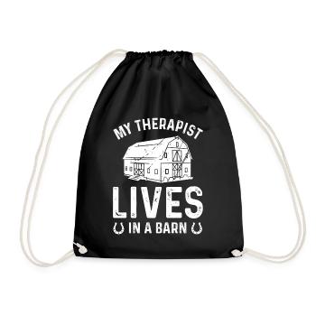 My therapist lives in a barn - Drawstring Bag - black - Front