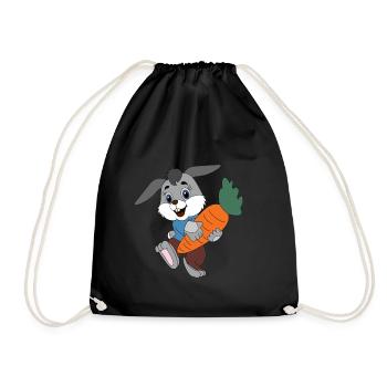 Hare and its carrot - Drawstring Bag - black - Front