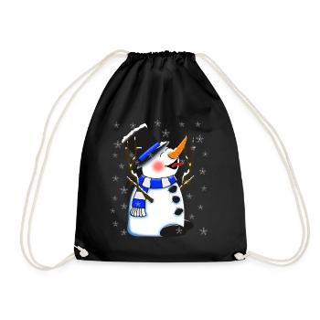 Cute snowman winter - Drawstring Bag - black - Front