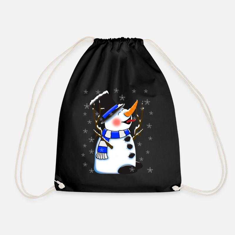 Cute snowman winter - Drawstring Bag - black