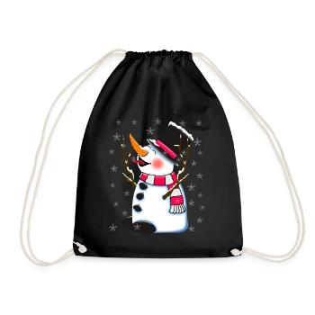 Cute snowman winter - Drawstring Bag - black - Front