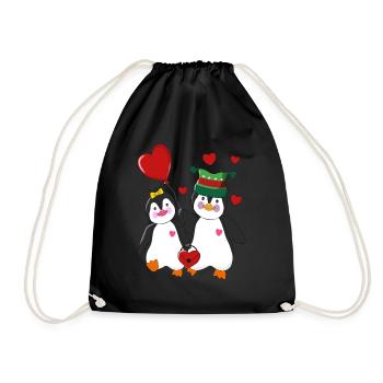 Pingouins amoureux Saint-Valentin - Sac de sport léger - noir - Devant