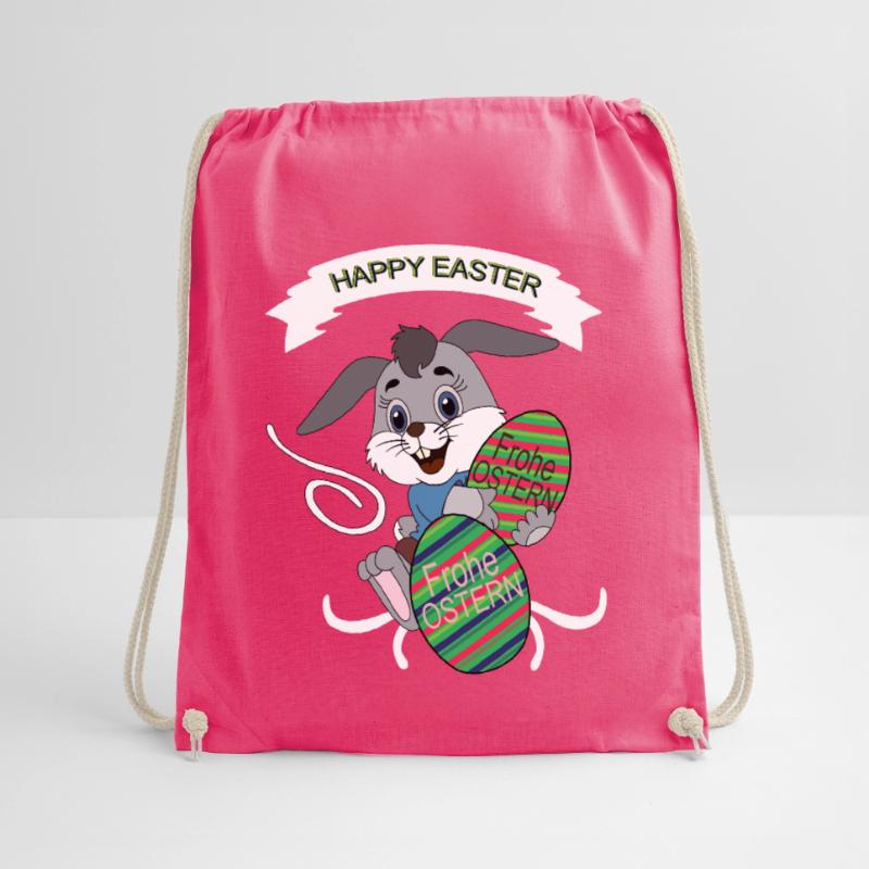 HAPPY EASTER, Easter , Coloured Easter Eggs Drawstring Bag